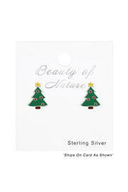 Sterling Silver Christmas Tree Post Earrings - SS