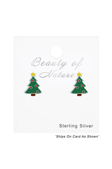 Sterling Silver Christmas Tree Post Earrings - SS