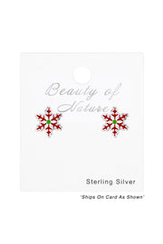 Sterling Silver Snowflake Post Earrings - SS