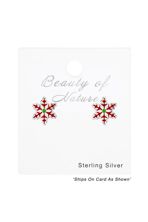 Sterling Silver Snowflake Post Earrings - SS
