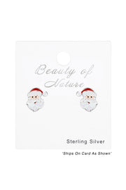 Sterling Silver Santa Claus Post Earrings - SS