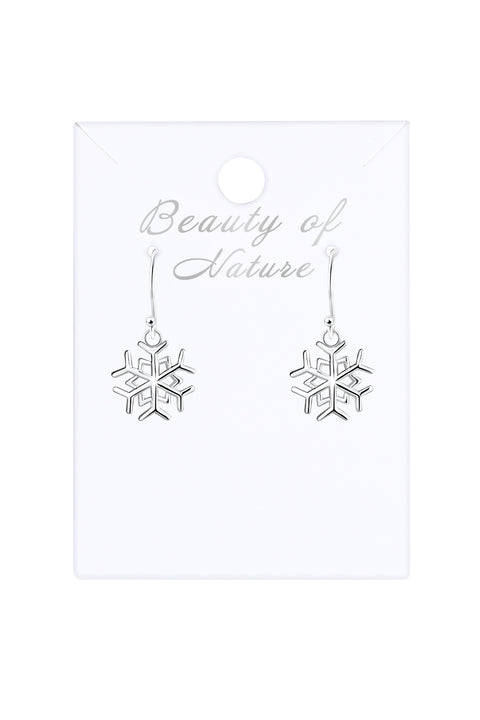 Sterling Silver Snowflake Drop Earrings - SS
