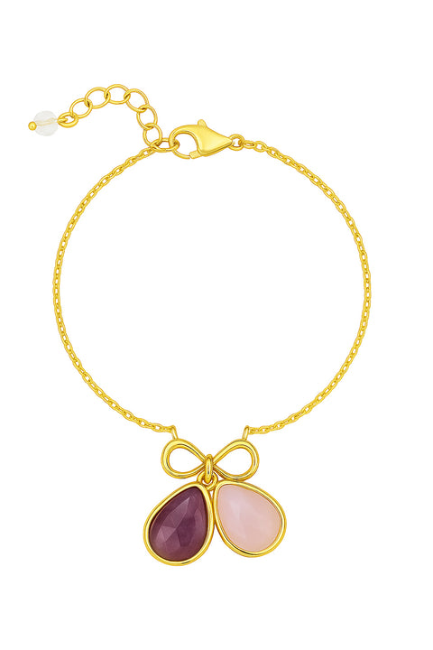 Amethyst & Rose Quartz Infinity Bracelet - GF