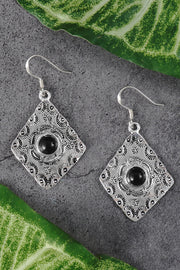 Onyx Hammered Drop Earrings - SF