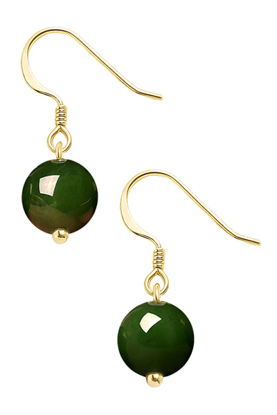 14k Vermeil Natural Hetian Jade Bead Earrings - VM