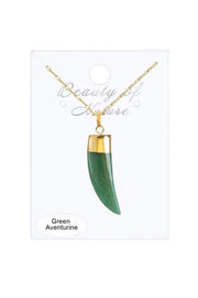 Green Aventurine Horn Charm 30" Pendant Necklace - GF