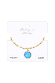 Turquoise Charm Beaded Anklet - GF