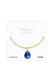 Labradorite Doublet Beaded Charm Anklet - GF