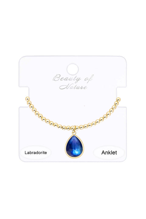 Labradorite Doublet Beaded Charm Anklet - GF