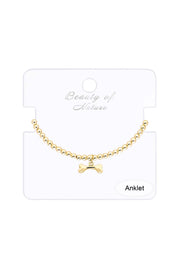 Dog Bone Beaded Charm Anklet - GF
