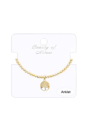Tree of Life Charm Beaded Anklet - GF