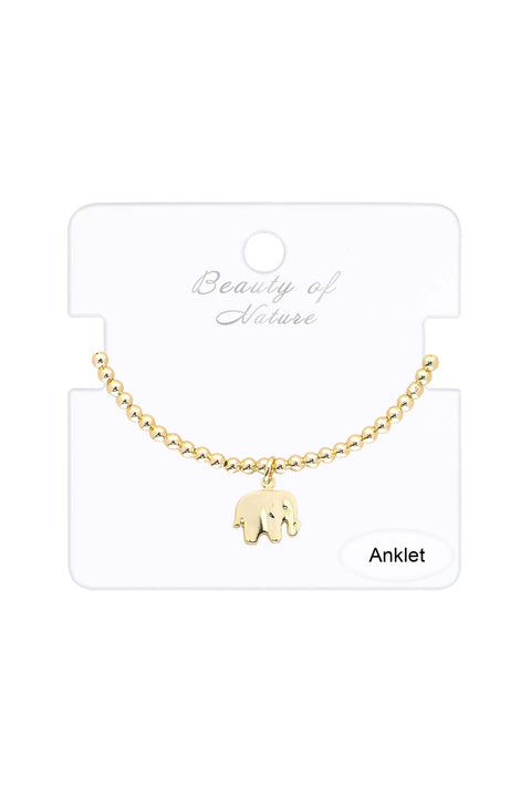 Elephant Charm Beaded Anklet - GF