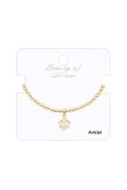 Lotus Charm Beaded Anklet - GF