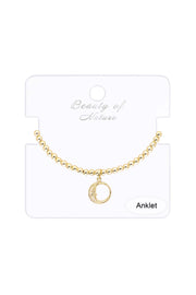 Moon Charm Beaded Anklet - GF