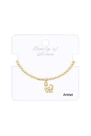LOVE Charm Beaded Anklet - GF