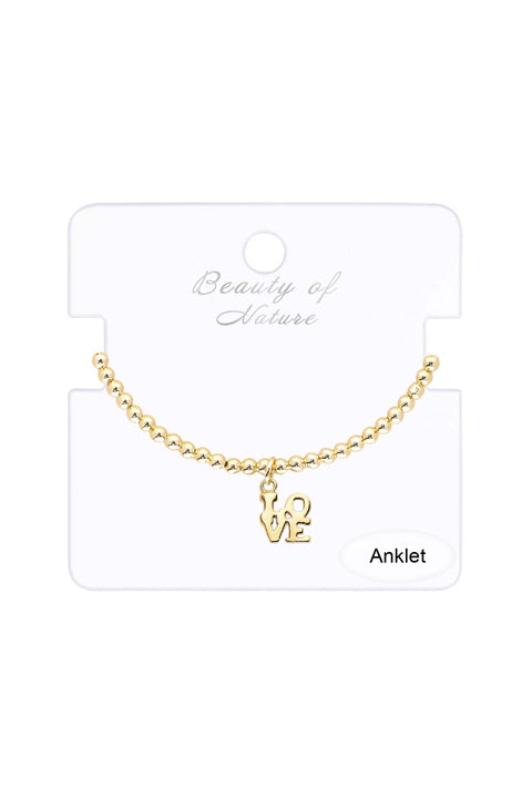 LOVE Charm Beaded Anklet - GF