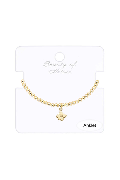 Flower Charm Beaded Anklet - GF
