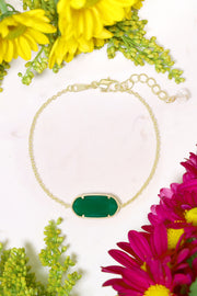 Green Chalcedony Crystal Link Bracelet - GF