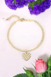 Filigree Heart Charm Bracelet - GF