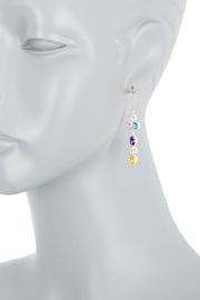 Sterling Silver & Mixed CZ Pendulum Drop Earrings - SS