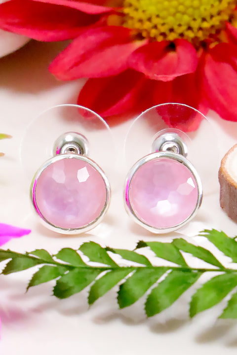 Pink Mother Of Pearl Post Earrings - SF