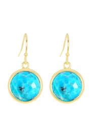 Turquoise Fancy Cut Round Earrings - GF