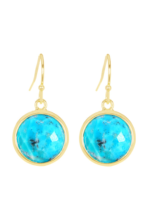 Turquoise Fancy Cut Round Earrings - GF