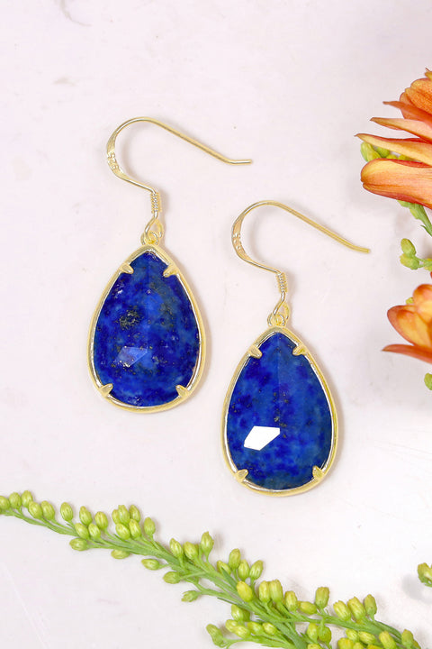 Lapis Pear Cut Earrings - GF