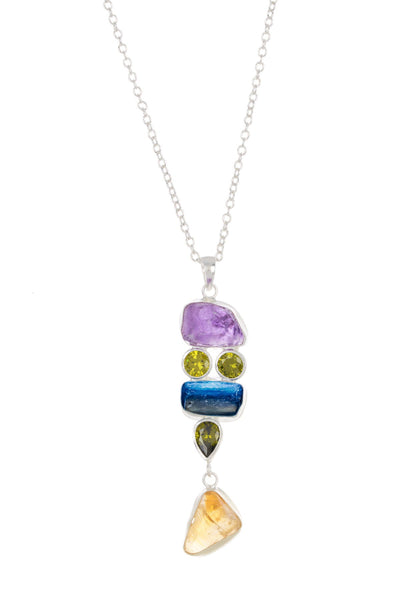 Sterling Silver & Mixed Gemstone Shiva Pendant Necklace - SS