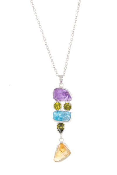 Sterling Silver & Mixed Gemstone Shiva Pendant Necklace - SS