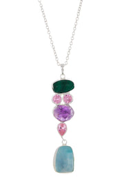 Sterling Silver & Mixed Gemstone Shiva Pendant Necklace - SS