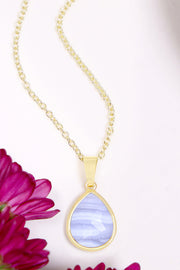 Blue Lace Agate Pendant Necklace - GF
