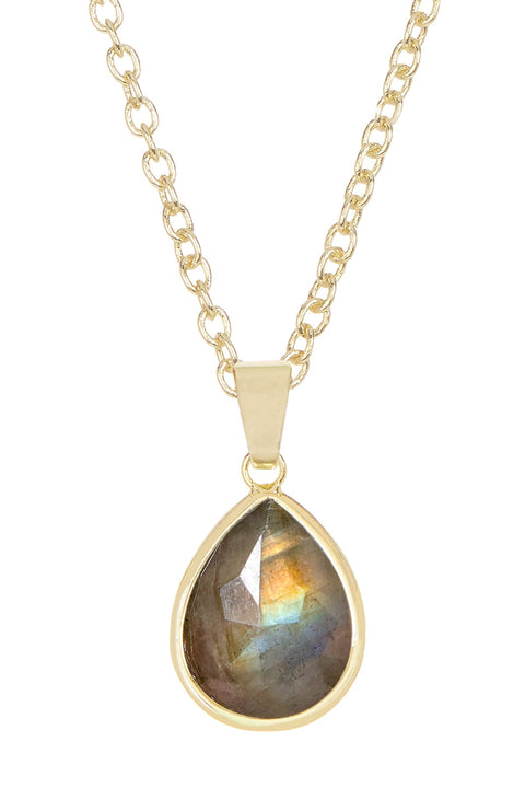 Labradorite Teardrop Pendant Necklace - GF