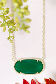 Green Chalcedony Crystal Pendant Necklace - GF