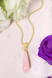 Rose Quartz Pear Cut Pendant Necklace - GF