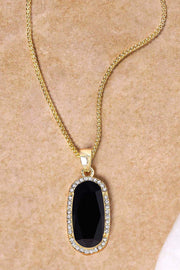 Black Onyx Halo Pendant Necklace - GF