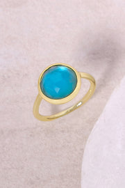 Blue Mother Of Pearl Round Ring - GF