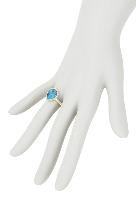 Stabilized Turquoise Teardrop Ring - GF