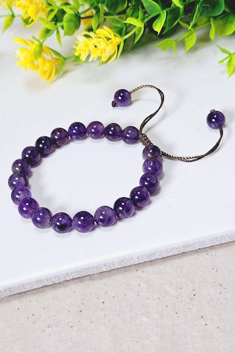 Amethyst Mala Beads Adjustable Bracelet