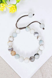 Matte Amazonite Mala Beads Adjustable Bracelet