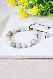 Matte Amazonite Mala Beads Adjustable Bracelet