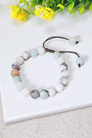 Matte Amazonite Mala Beads Adjustable Bracelet