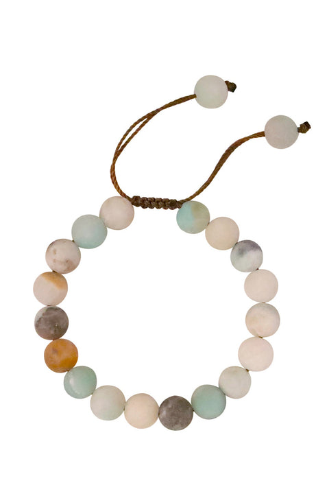 Matte Amazonite Mala Beads Adjustable Bracelet