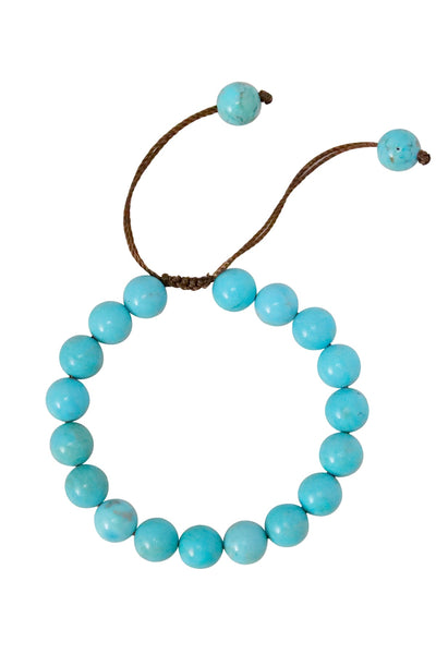 Stabilized Turquoise Mala Beads Adjustable Bracelet