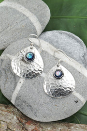 Abalone & Hammered Drop Earrings - SF