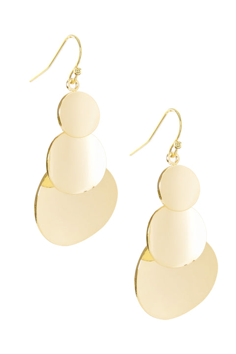 Triple Discs Drop Earrings - GF
