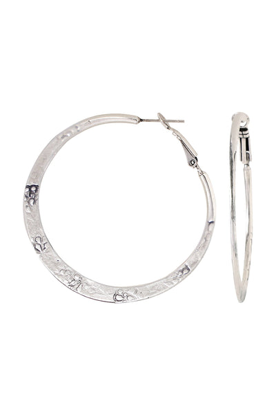 Hand Struck Lever Back Hoop Earrings - SF