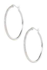 Sterling Silver Frosted Hoop Earrings - SS