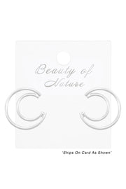 Sterling Silver Moon Post Earrings - SS