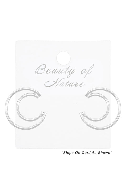 Sterling Silver Moon Post Earrings - SS